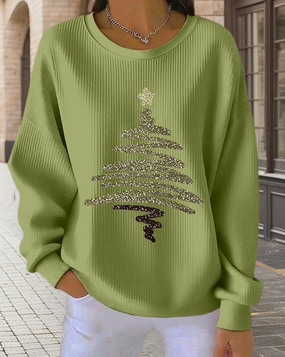 Loose Pitted Christmas Print Sweatshirt