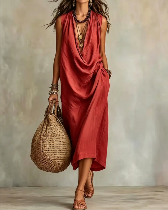 Sleeveless V-Neck Fashion Dress