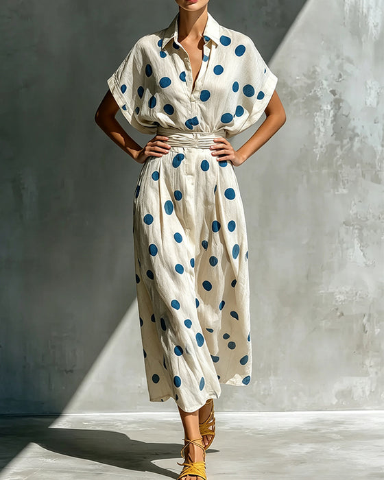Casual Polka Dot Midi Dress