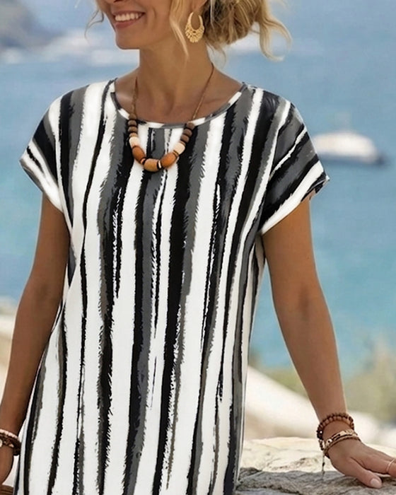 Vertical Stripe Shift Dress