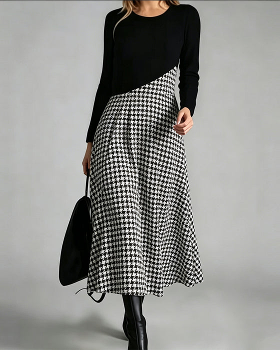 Patchwork Long Sleeve Dress
