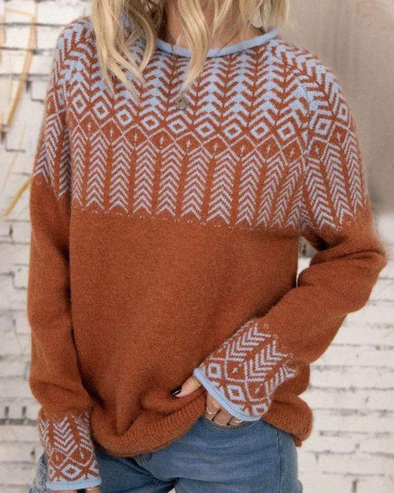 Elegant printed pullover sweater