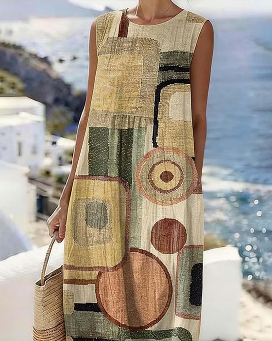 Geometric Print Sleeveless Dress