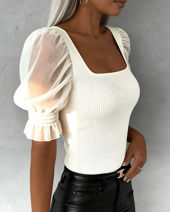 Casual Puff Sleeve Blouse