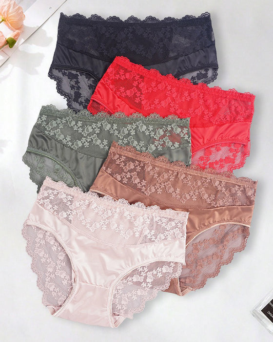 Solid Color Lace Panties