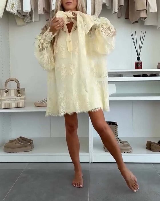 Loose Lazy Style Embroidered Dress Set