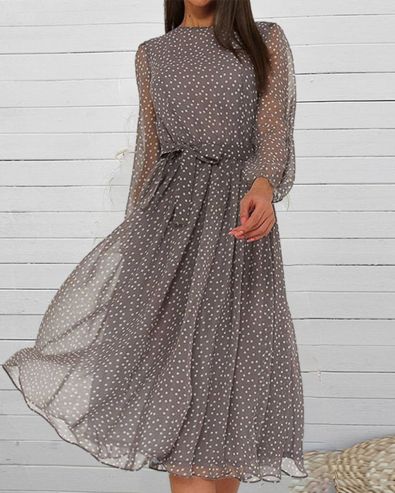 Elegant polka dot print dress