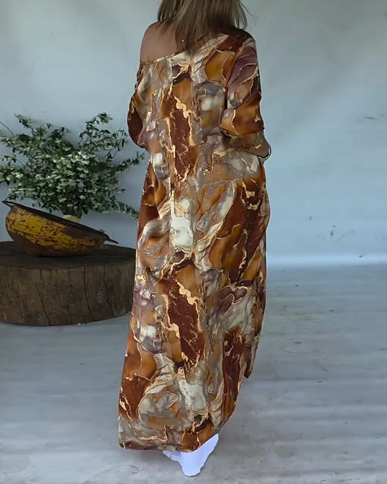 Fashionable Slit Printed Blouse