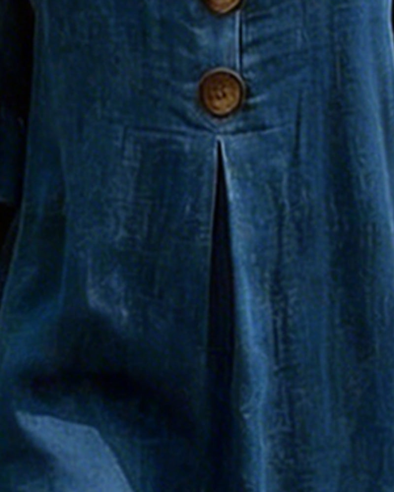 Square Neck Denim Dress