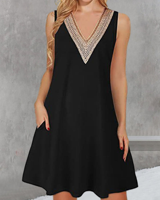 Sleeveless V-neck Casual Dress