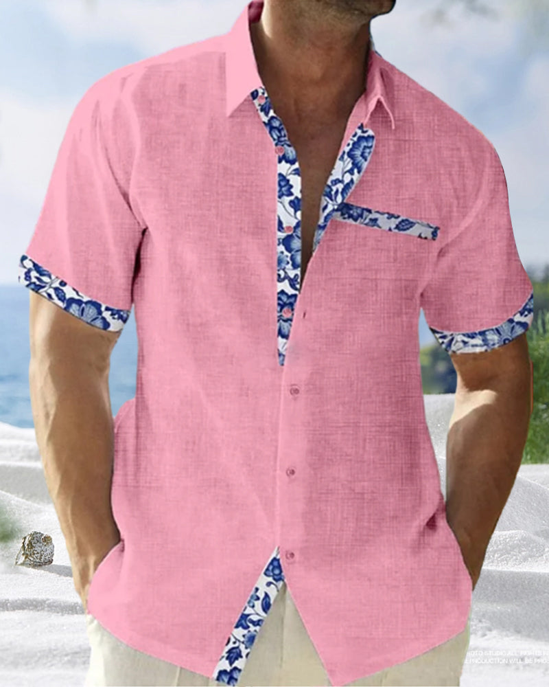 Cotton and linen short sleeve shirt