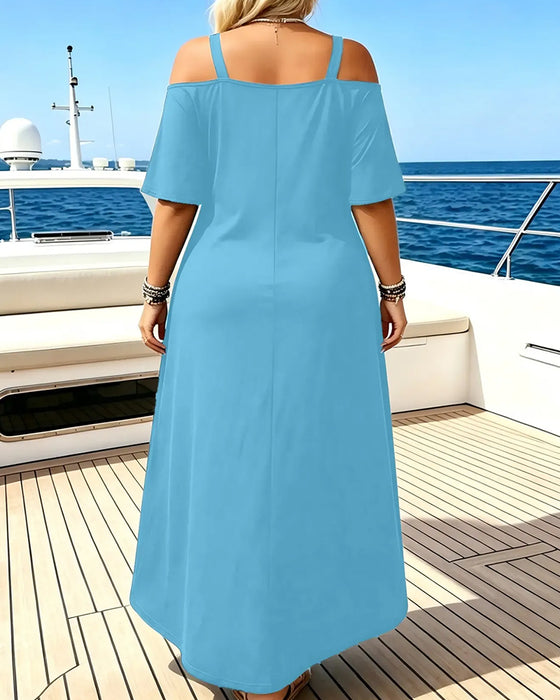 U-Neck Strappy Off-Shoulder Loose Dress