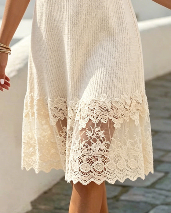 Pit Knitted Lace Patchwork Dress