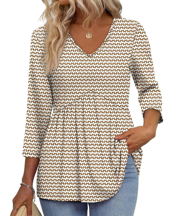 Loose Three-Quarter Sleeve Casual Blouse