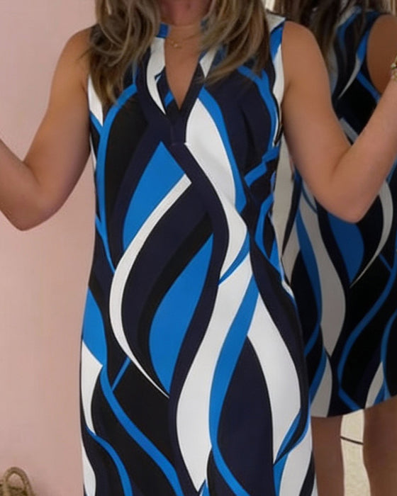 Sleeveless Geometric Print Dress