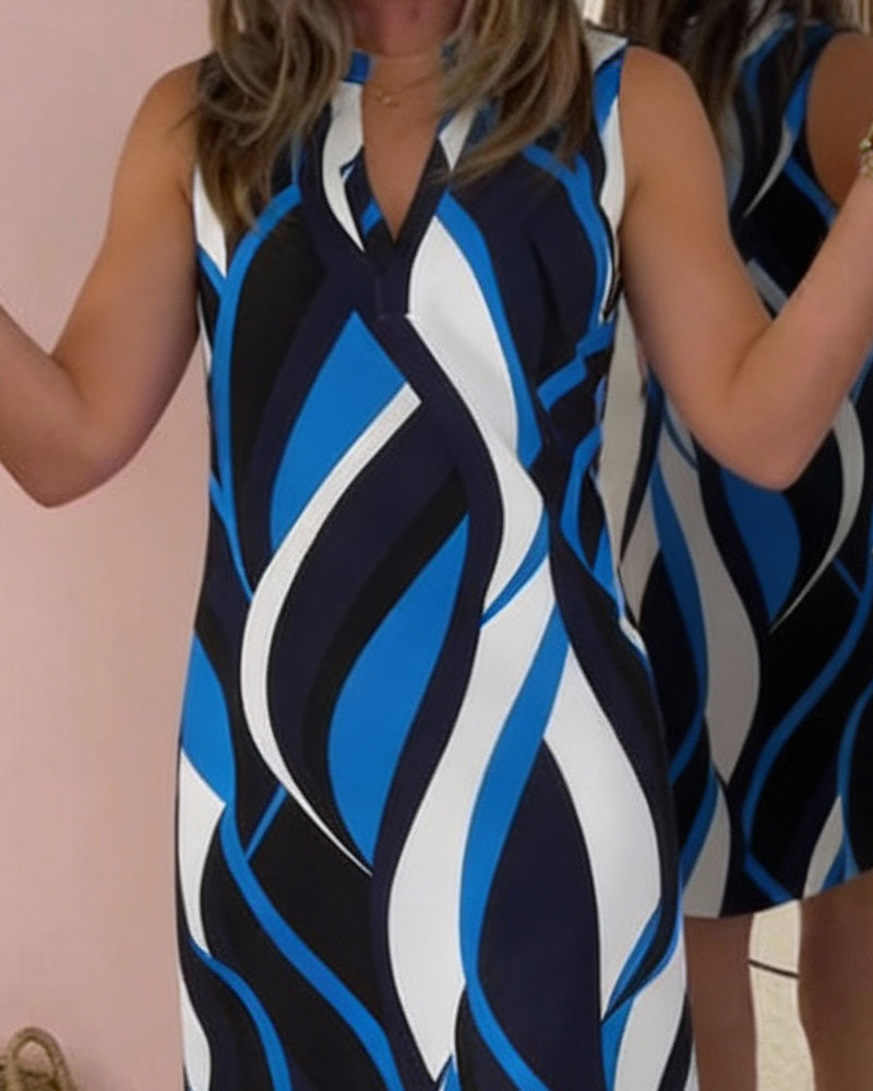 Sleeveless Geometric Print Dress