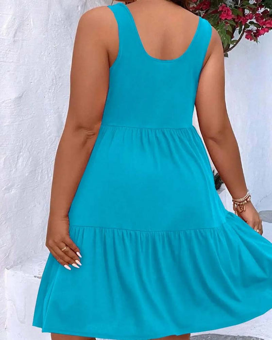 Double Layer Tiered Ruffle Tank Dress
