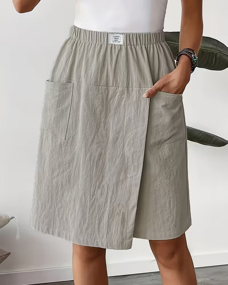 Casual Solid Color Pocket Design Shorts