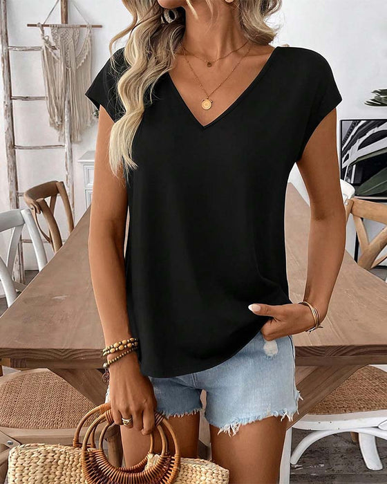V-Neck Back Bow T-Shirt