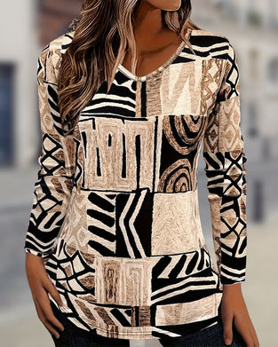 Vintage Geometric Printed Top
