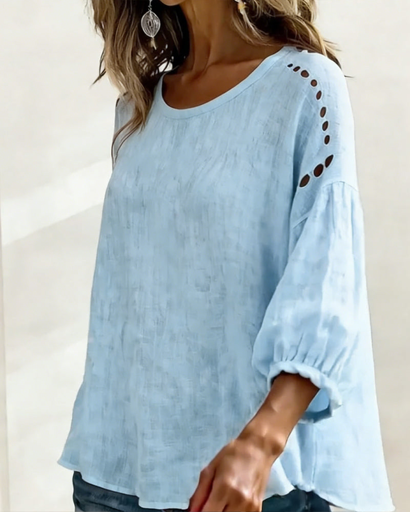 Hollow 100% Cotton Blouse