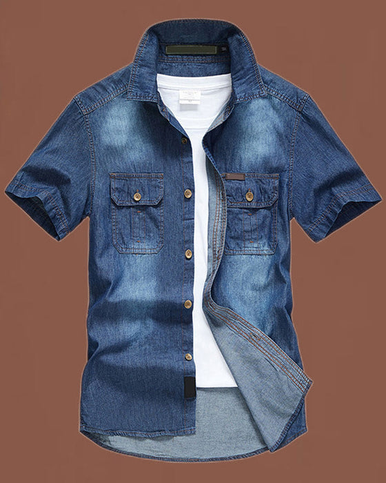 Denim Short Sleeve Men's Shirt