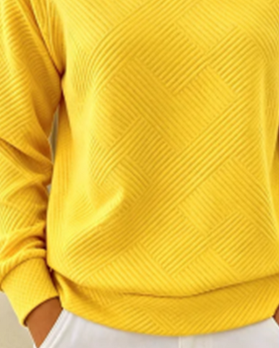 V-Neck Striped Raglan Solid Color Sweatshirt