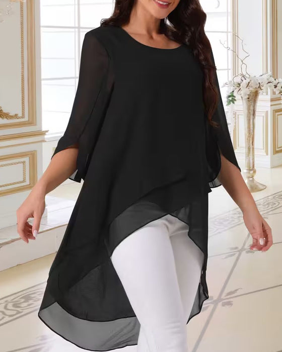 Irregular 3/4 Sleeve Blouse