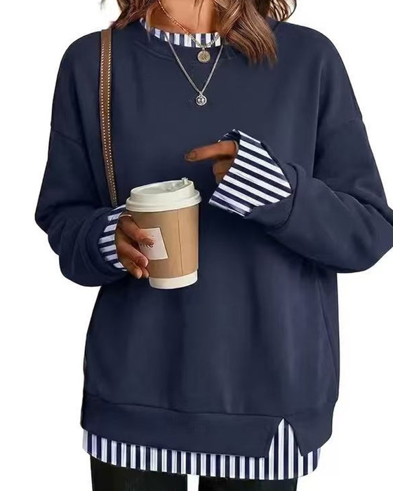 Fake Layered Loose Long Sleeve Sweatshirt