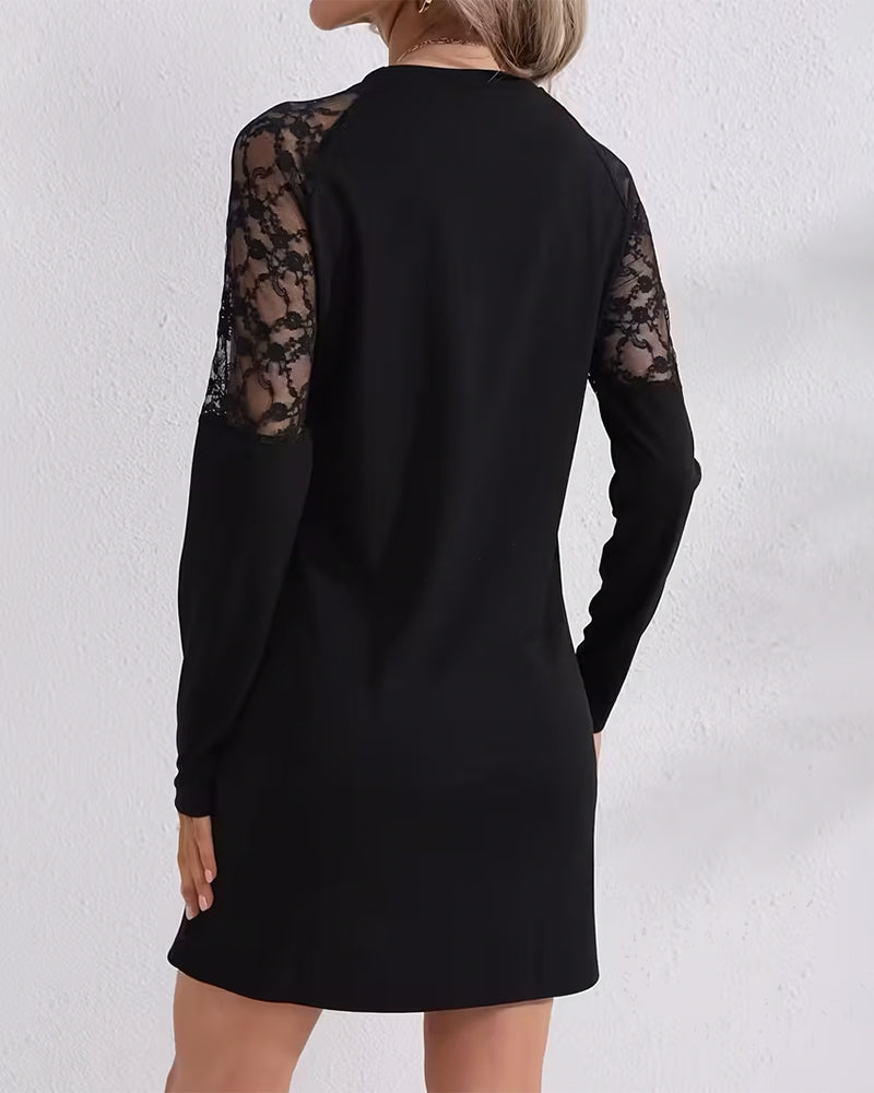 Patchwork Button Straight Dress