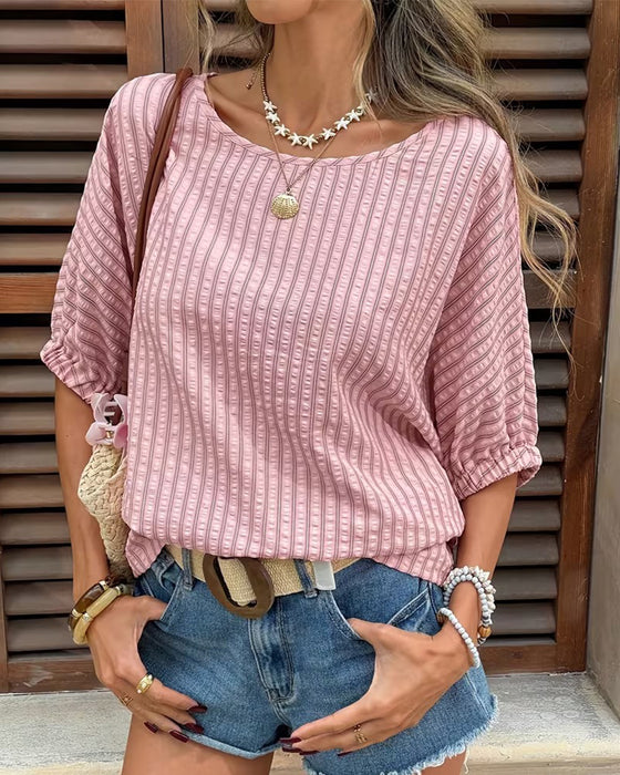 Casual Plus Size Vertical Stripe T-Shirt
