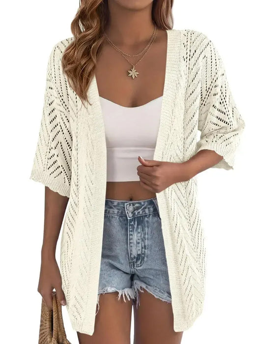 Cutout Loose Open Cardigan