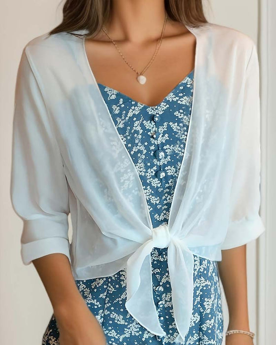 Sheer Chiffon Short Sleeve Sun Protection Cover-Up