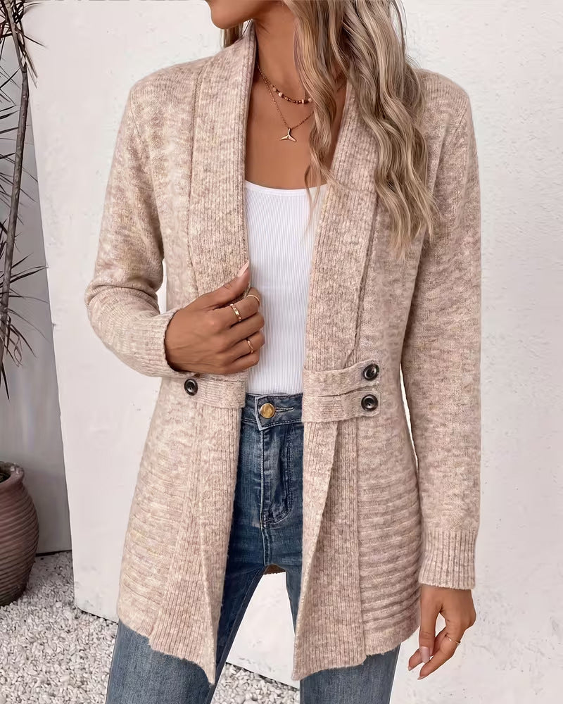 Solid Color Button Embellished Cardigan