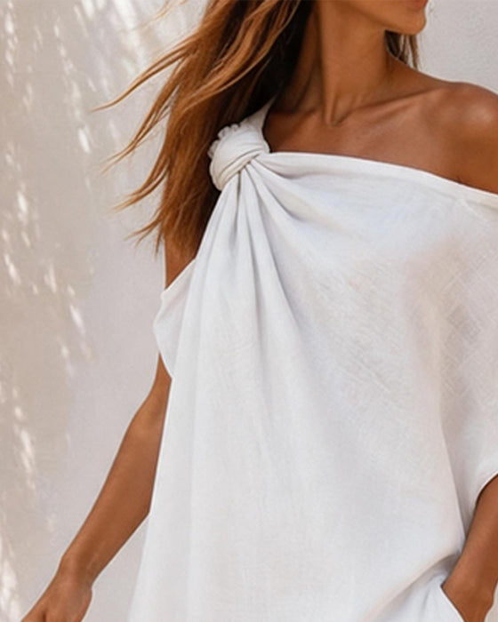 One-Shoulder Twist Knot Dress