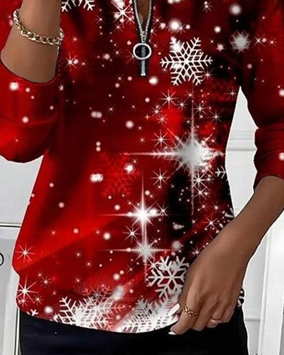 Christmas Snowflake Half-Zip Sweatshirt