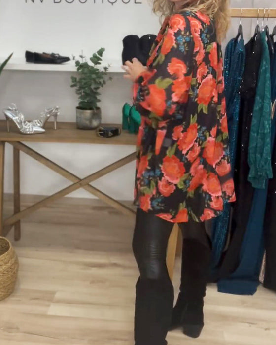 Floral pattern loose blouse