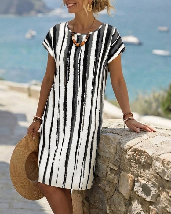 Vertical Stripe Shift Dress
