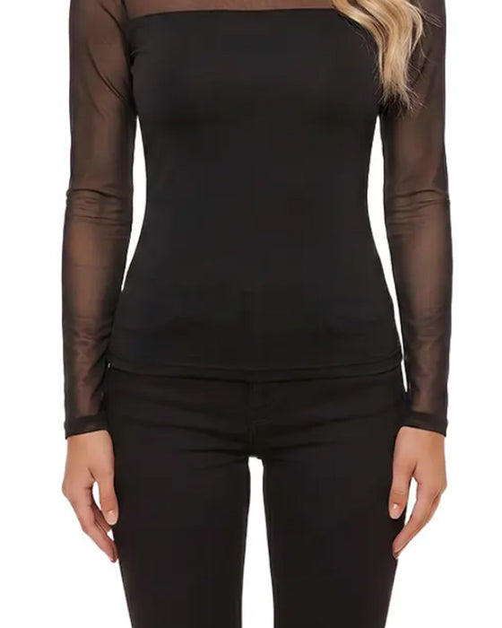 Mesh Fitted Long Sleeve Top