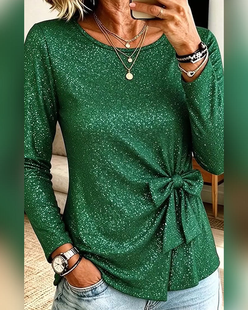 Side Bow Shirred Waist Top