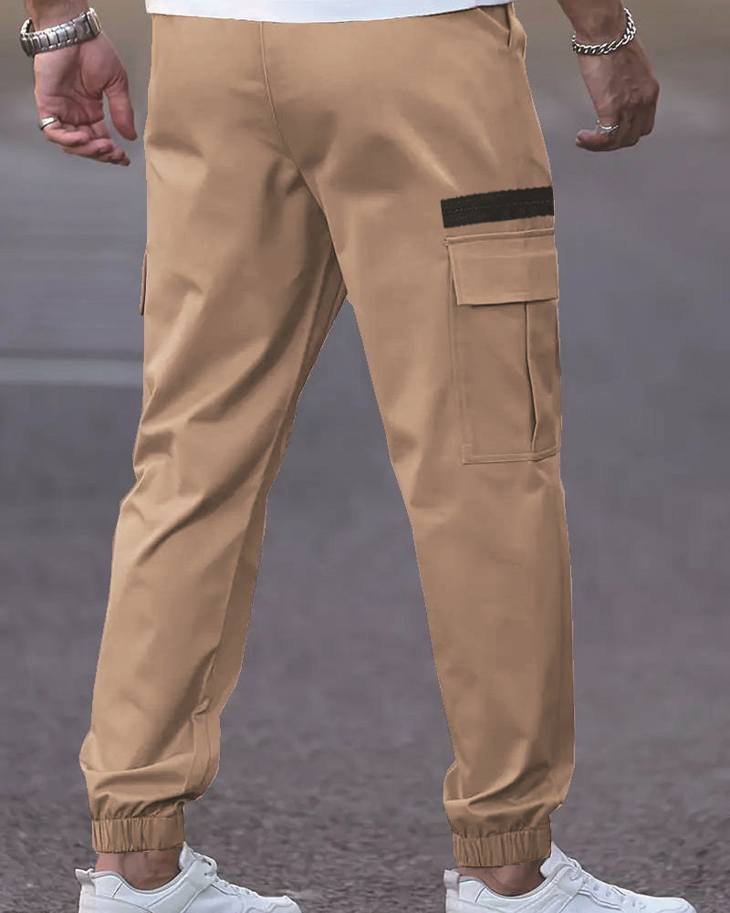 Men's Elastic Cuff Solid Color Relaxed Pant