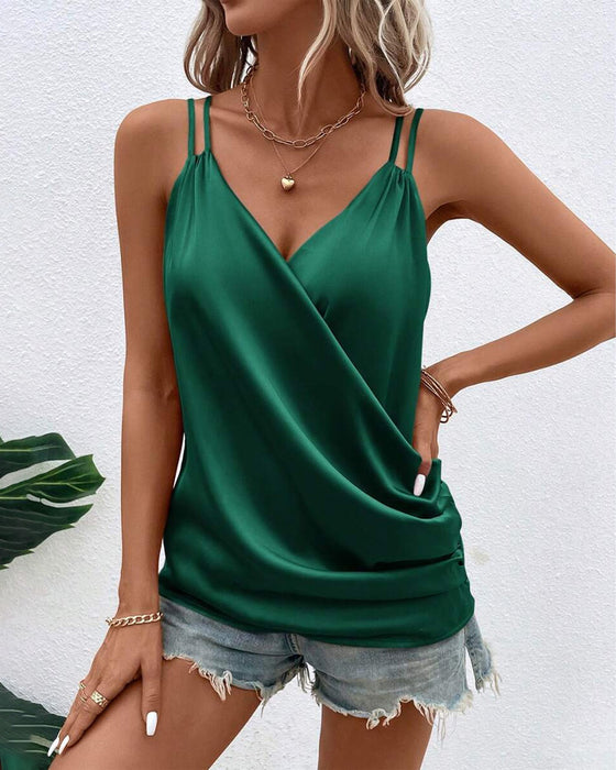 Elegant Double-strapped Solid-color Camisole