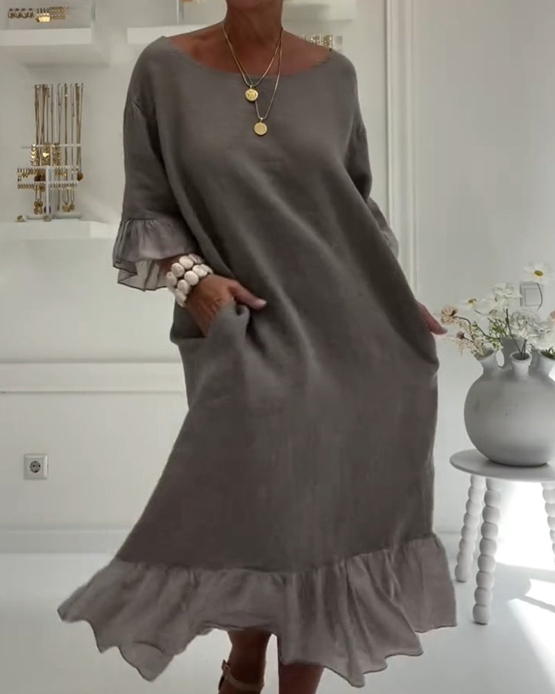 Ruffle Pocket Casual Dress