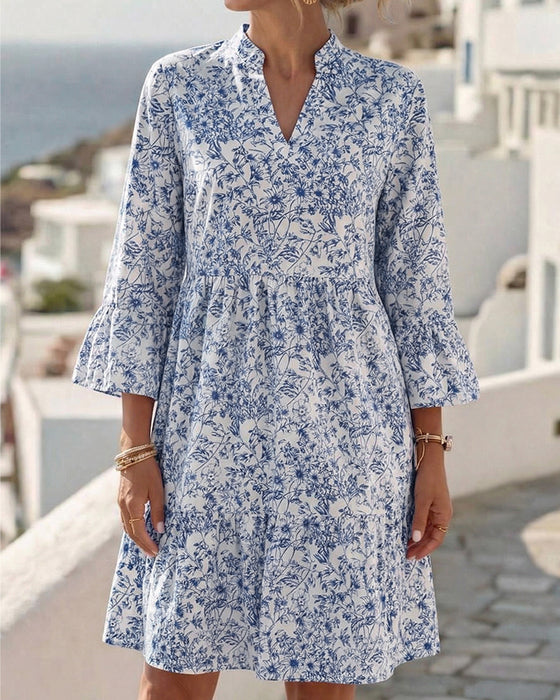Floral V-Neck Cake Dress