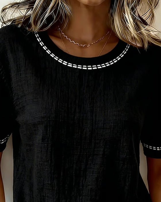Round Neck Short Sleeve Top