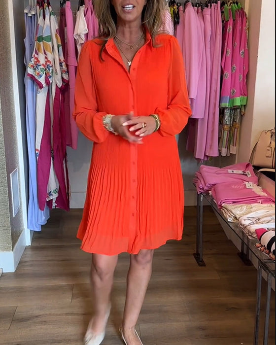 Women's solid patchwork pleated dress