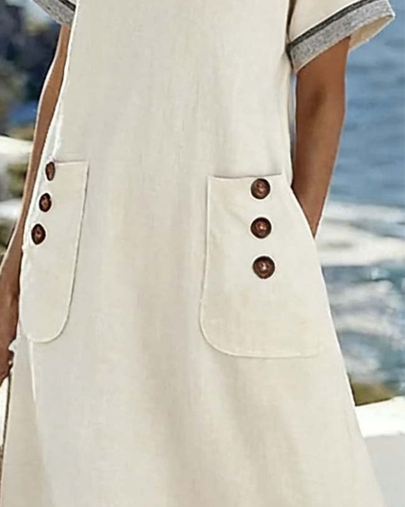 V-Neck Linen Dress