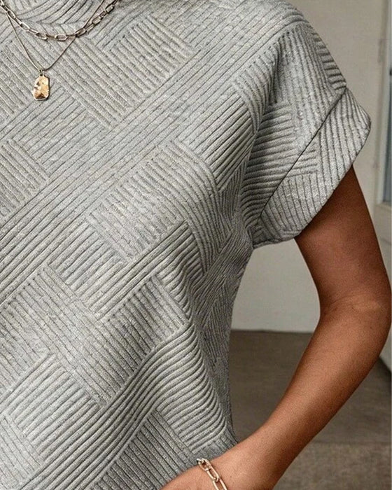 Solid Crew Neck Blouse