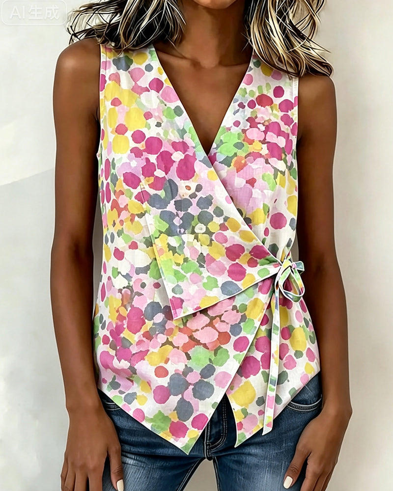 Sleeveless Colorful Printed Tank Top
