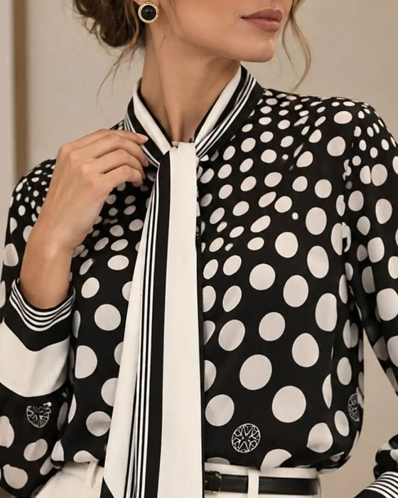 Bandage Striped Polka-Dot Top